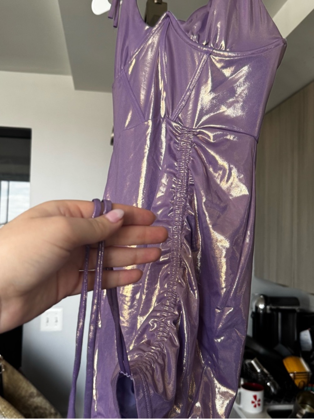 Sodah London NWT Blessed Mini Dress Purple Metallic US 12 (UK 16) - Picture 3 of 11